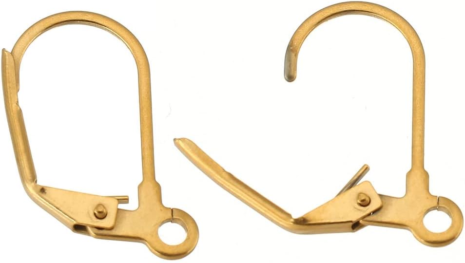 Stainless Steel Ear Hooks Gold Earrings Stud Earrings 18 mm Hook Ear Feather Leverback Folding Lever Hook Earrings Jewellery Making