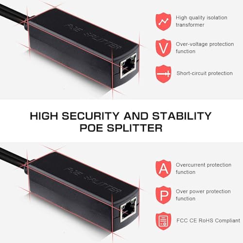 Image of SANCY POE Splitter Power Over Ethernet Adapter Active 48V to 12V for IP Camera IP Phone PoE Switches & DC Devices (Pack of 2)