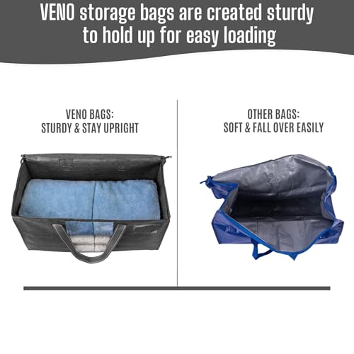 VENO 8 Pack Heavy Duty Moving Bags, Clothes and Comforter Storage Bags with Clear Window, College Dorm Essentials Packing Supplies, Foldable Boxes Alternative (Gray, 8 Pack) by VENO - Image 6