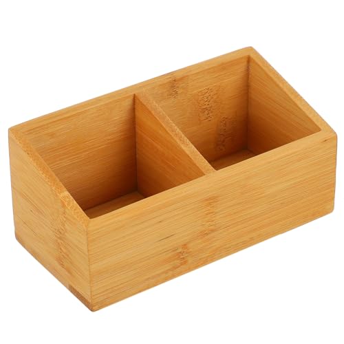 HOMOBABE Wooden Tea Bag Storage Box with 2 Compartments, Compact Coffee and Sugar Bag Holder for Home and Office, Innovative Hotel Tea Box for Kitchen Counter