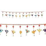 Door Wall Hanging Bird Toran Bandanwar Garland with Pom Pom Decorative for Home Office Temple Party Wedding Festival Indian Traditional New year Decorations Theme Home Office Décor (Size:- 40X5)