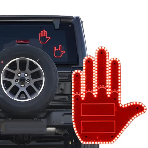 Glogesture Hand Light for Car,Road Rage Hand Led Sign for Car,Light Up Hand Gesture Light for Cars Window,Glo Gesture with Remote,Funny Cars Accessories,Cool Stuff for Men and Women Gifts (Red)