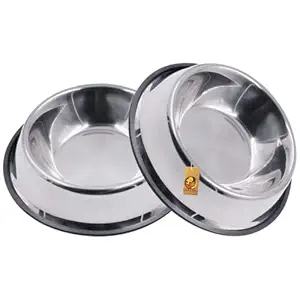 Foodie Puppies Pet Stainless Steel Bowl for Medium Dogs and Cats - 700ml (Set of 2, Medium) |Wipe Clean | Non-Skid/Slip Rubber Bottom for Food and Water