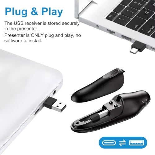 Clicker de apresentação para controle remoto de apresentação em PowerPoint, RF 2,4 GHz, sem fio, apr