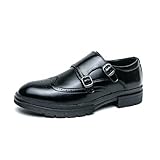 Moine sangle hommes robe mocassins chaussures à bout uni chaussures Oxfords classiques pour mariage d'affaires formel.