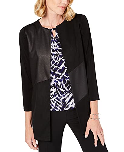 Kasper Womens Black 3/4 Sleeve Open Cardigan Sweater Size M #TOP6