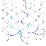 MIJIE Swirl Party Decorations Plastic Streamers Hanging Decorations for Ceiling (40pcs, Iridescent)