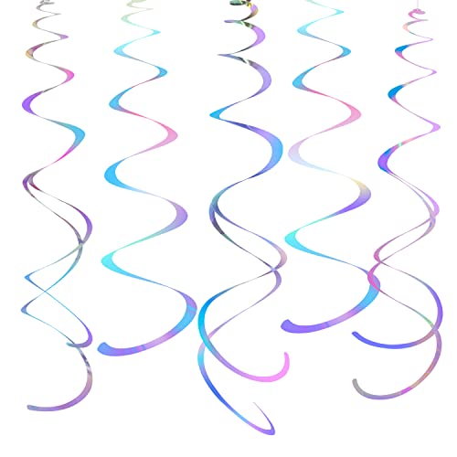 Mijie Swirl Party Decorations Plastic Streamers Hanging Decorations For Ceiling (40Pcs, Iridescent) #TOP1