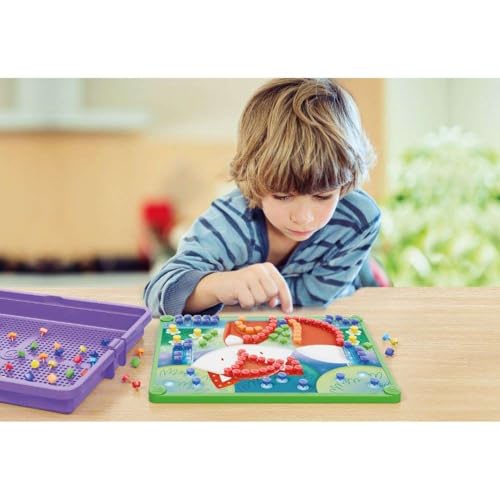 Quercetti Mosaic Pin Bosco, 300 Chiodini Colorati Per Bambini 5+, Giochi Montessori Crea Mosaici Con Illustrazioni, Regalo Bambina 5 Anni, Giochi Da Tavolo Bambini, Giochi Educativi 5 Anni - 2