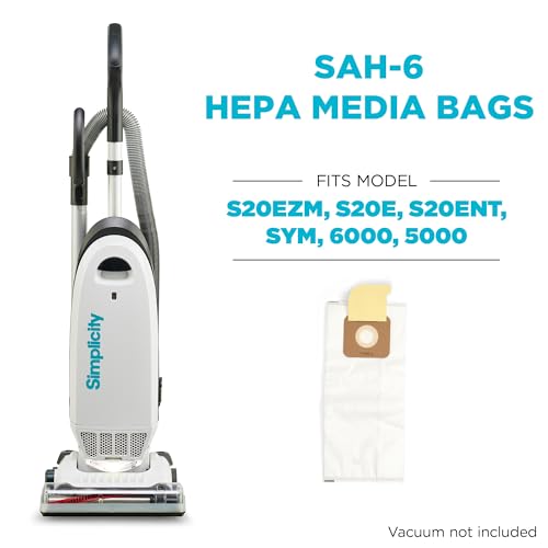 Image of Simplicity Vacuum Bags Type A, SAH-6 Hepa Vacuum Replacement Bags, 6-Pack | Fits S20EZM Allergy Upright Vacuum Cleaner, Symmetry and 6 Series