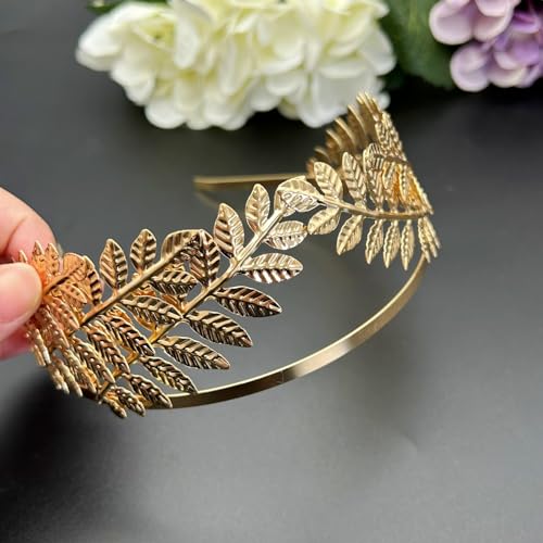 JZK Gold Roman Leaf Crown Greek Goddess Headdress Hair Tiara Hairband Headpiece for Wedding Party, Carnival - Image 3