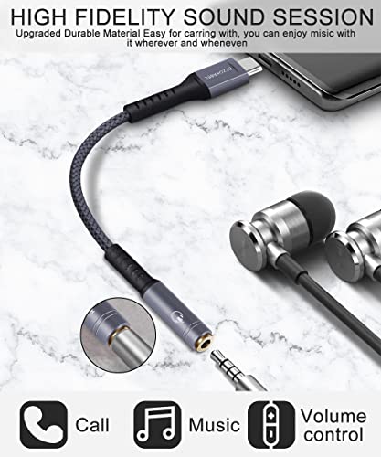 Usb C To 3.5Mm Audio Adapter, Usb Type C Headphone Jack Adapter, Bezokable Nylon-Braided Hifi Sound Usb C To Aux Audio Dongle Cable Cord For Samsung Galaxy S22 S21 And More - Black #TOP2