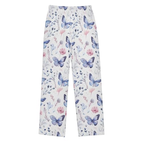 Flower Butterfly Long Pajama Pants Elastic Waist PJ Bottoms with Pockets S A1112622