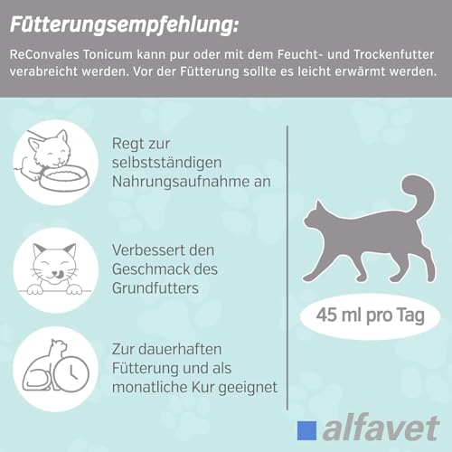 alfavet ReConvales Tonicum Katze, 6 x 45ml, appetitanregendes Ergänzungsfuttermittel zur Rekonvaleszenz und bei Untergewicht