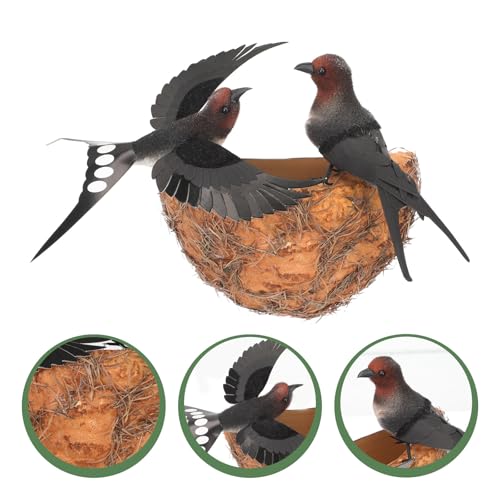 Miniatura 8 de Togeval Nido De Golondrina Artificial Nido Simulado Para Decoración De Pared, Jardín Y Terraza, Figura De Pájaro Realista Para Decoración Exterior, Adorno Natural Para Patio