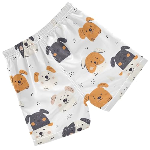 Pigsaly Boys' Swim Board Shorts Funny Puppy White Black Dog Boy's Swim Trunks Kids Swimwear XS2