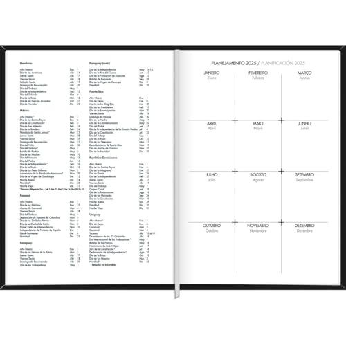 Tilibra - Planner Executivo Costurado 10,3 x 14,6 cm Napoli 2025 - Preta