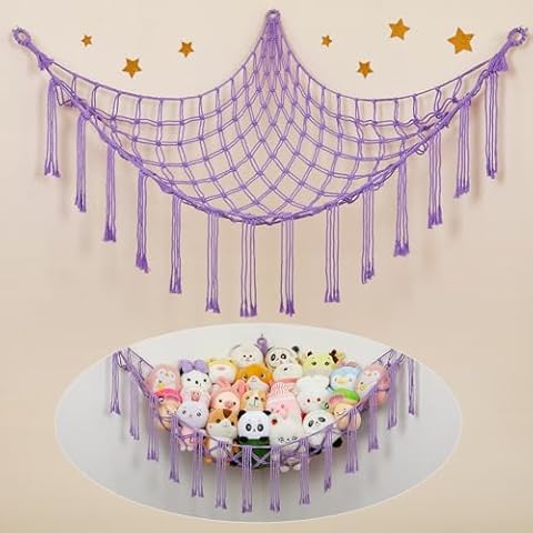 Unicorn Castle Stuffed Animals Hammock Net Toy Storage Organizer, Stuffed Animals Storage Toy Holder Boho Macrame Hanging for Nursery Kids Girls Room Decor Cover