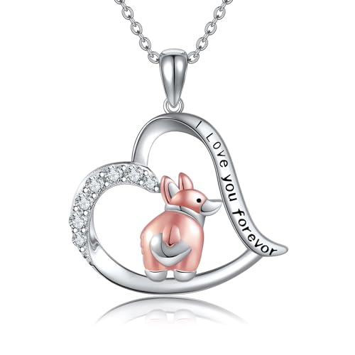Collier pendentif Corgi en argent pour filles et fans de chiens Wen