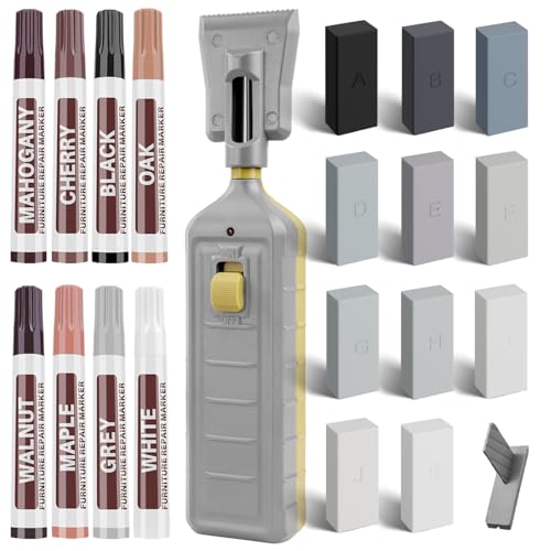 Image of Laminate Floor Repair Kit, Floor Repair Kit with Heat Pen, 11 Colors Wax Blocks and 8 Colors Furniture Touch Up Markers, Vinyl Floor Repair Kit Restoration for Cracks, Dents, Holes, Scratches