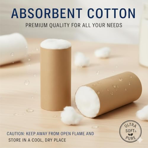 Image of Absorbent Cotton Roll 500gm for Medical Use - 100% Pure, Soft & Non-Sterile for First Aid, Wound Dressing, Baby Cleaning, Clinics, Puja, Diya & Samagri | For Face Cleansing use