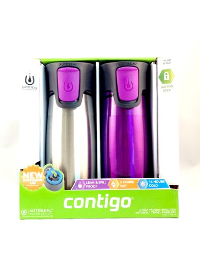 Contigo Astor 2-pack 14oz Vacuum-Insulated Autoseal Travel Tumblers (Purple)