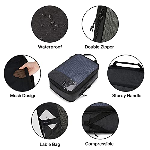 Image of Compression Packing Cubes for Suitcases, BAGSMART 6 Set Travel Organizer Cubes for Travel Essentials, Expandable Luggage Suitcase Organizer Bags Set, Lightweight Packing Organizers as Travel Accessories for Women / Men, Black, 4 PCS, 4 PCS
