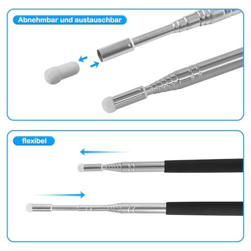 Prizmxed Zeigestab Ausziehbar 2er Pack, Länge Verstellbar 103cm, Silikongriff, Zeigestock Ausziehbar Eignet Sich für Unterrichtsvorführungen, Konferenzschulungen, Sandtischvorträge (Schwarz, 103cm)