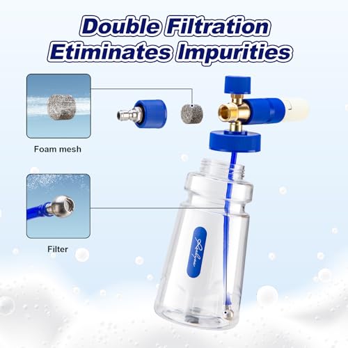 Image of REALYOU Foam Cannon, Foam Cannon for Pressure Washer with 1 /4 Inch Quick Connector, Additional 1.1mm Orifice Nozzle and 1L Bottle
