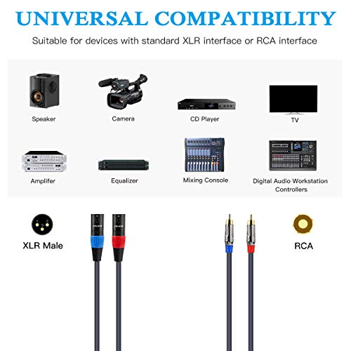 Rca To Xlr Cable, Dual Rca Male To Dual Xlr Male Cable, 2 Rca Male To 2 Xlr Male Hifi Audio Cable, 4N Ofc Wire, For Amplifier Mixer Microphone, 3.3 Feet Jolgoo #TOP1