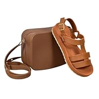 Kit Sandália e Bolsa Feminina com Fivela Elegante Solado Antiderrapante Qualidade Premium (Marrom, BR, Adulto, Numérico, 40)