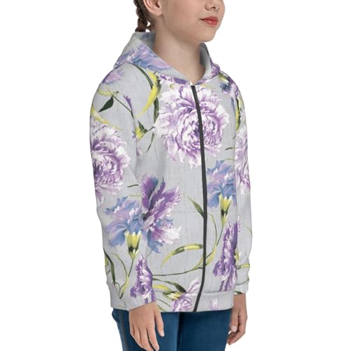 Beautiful Flowers Kid Hoodies Boys Zip Up Sweatshirts Girls Pullover with Pocket4