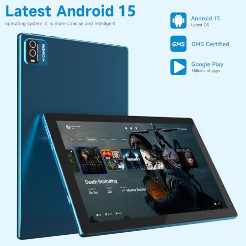 IWEGGO 15 Android Tablet, 10" 18GB RAM + 128GB ROM/2TB Expandable Tablet, 2.0GHz Quad-Core Processor, 1280x800 HD Touchscreen, 5G WiFi6 BT5.0, 2-in-1 Tablets with view 2