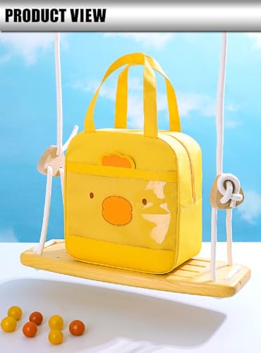 Image of CoolKraft Lunch Bag for School Kids, Girls, Cute Animal Design Bag, Lunch Bag for Office Women Travel Picnic Bag, Insulated Portable Tiffin Bag 29 x 18.5 x 14 cm (Yellow)