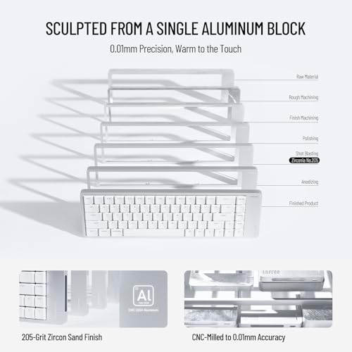 Image of LOFREE Flow2 Low-Profile Mechanical Keyboard, CNC Aluminum Body with Gasket Mount, Tri-Mode Wireless, Hot-Swappable & VIA Compatible, Side Touch Bar, for Mac /Windows (Silver with Silence, 84 Keys)