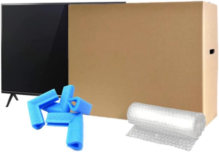 TV Boxes Kit for Moving House with Foam Corners & Bubble Wrap Available Size 22 inch to 85 inch