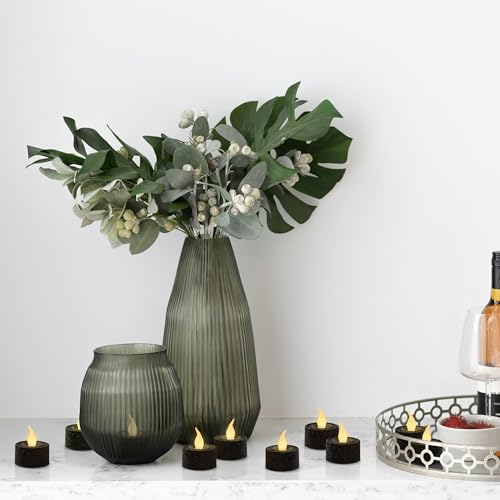 Image of FURORA LIGHTING Black Glitter Flameless Tealights - 1.45 inch W x 1.57 inch H, 12-Pack, Batteries Included