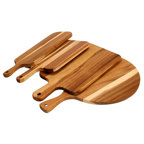 Set de 4 tablas de cortar de madera de acacia con mango miniatura 3