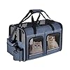 Cat Carrier for 2 Cats, Foldable Double Cat and Dog Carrier, Small to Medium Size, 2 Front Zippered Compartments,Two Pets Carrier for Outdoor Travel,Mulitple Cat Carrier, Grey