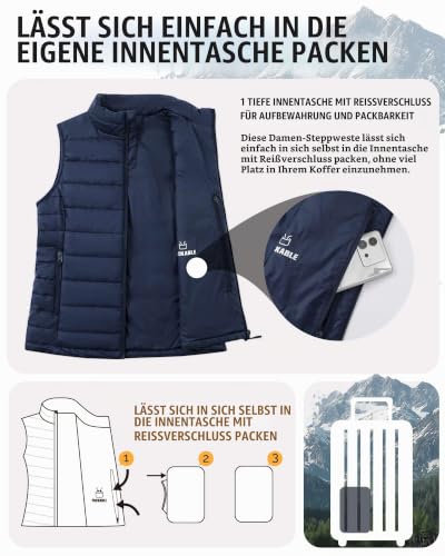 Outdoor Ventures Damen Steppweste Packbare Leichte Übergangswesten