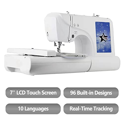Averma Computerized Embroidery Machine 96 Built-In Design,4''X10'' Embroidery Hoop,Large 7'' Lcd Touchscreen,10 Languages Come With 12 Spool Color Threads For Beginner Home Use (Av-E3: Embroidery Only) #TOP1
