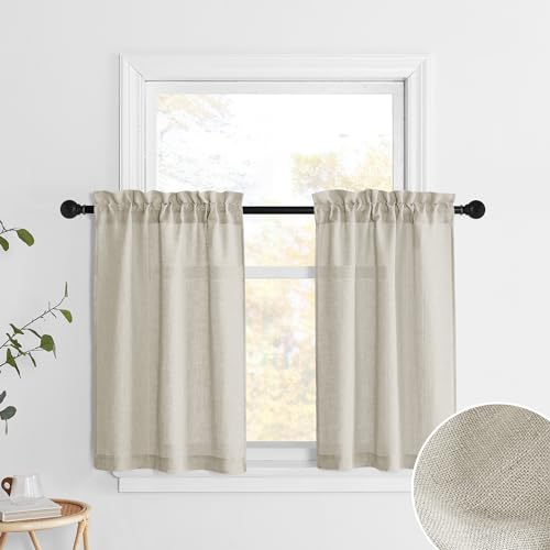 Cortina corta semitransparente con bolsillo para cortinero que ilumina sótanos oscuros 2