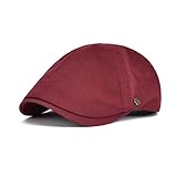 VOBOOM Cotton Flat Cabbie Hat Gatsby Ivy Irish Hunting Newsboy Cap (Burgundy)