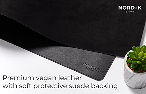 Image of Nordik Leather Desk Mat - Pebble Black - Large Leather Desk Pad 35x17 in