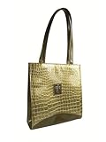 Croc Embossed Green Tote with Cross