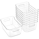 Tiawudi 8 Pack Plastic Storage Bins, Multi-Use Organizer Bins, Pantry Organizer, Plastic Storage Containers, Bins for Home & Kitchen