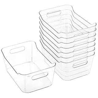 Tiawudi 8 Pack Plastic Storage Bins, Multi-Use Organizer Bins, Pantry Organizer, Plastic Storage Containers, Bins for Home & Kitchen