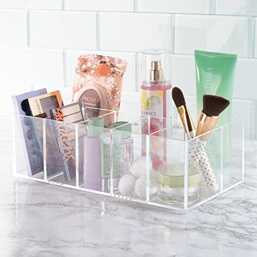 mDesign Makeup Organiser - Cupboard Organiser with 6 Compartments for Makeup Storage, Nail Polish Storage and Eyeshadow Palettes - Clear