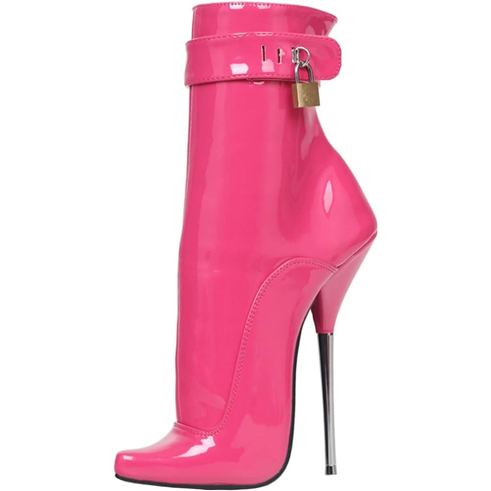 Hyfzxwx Unisex K 7 Inch Ballet Pointed High Heel Padloc Ankle Boots Fetish High Heels Men Women Pumps Sexy Stripper Club Pole Dance Shoes Sexy/K/45Eu