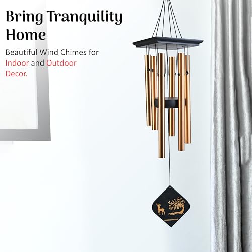 Image of ZAICUS Metal Wind Chime for Home Entrance, Outdoor Wind Bell with Tree of Life Pendant, Hanging Wind Chimes for Garden, Balcony & Patio Decor
